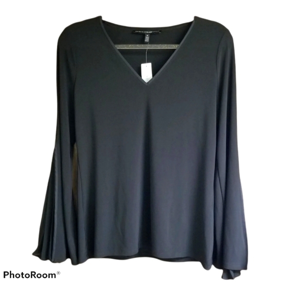 White House Black Market Tops - NWT WHBM Sheer Pleated Bell-bottom Blouse